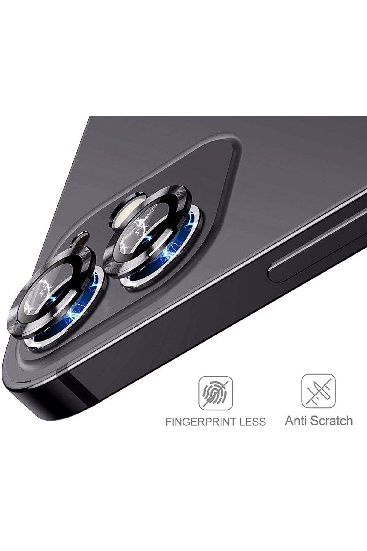Iphone 12 Metal Çerçeveli (siyah) Kamera Koruma Lensi