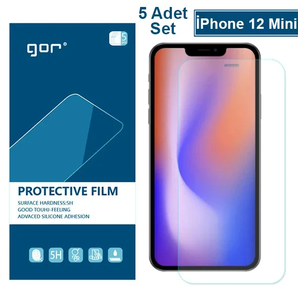iPhone 12 Mini 5.4 Ekran Koruyucu Jelatin 5’li Set – Çizilme & Kırılmaya Karşı HD Ultra Şeffaf Film
