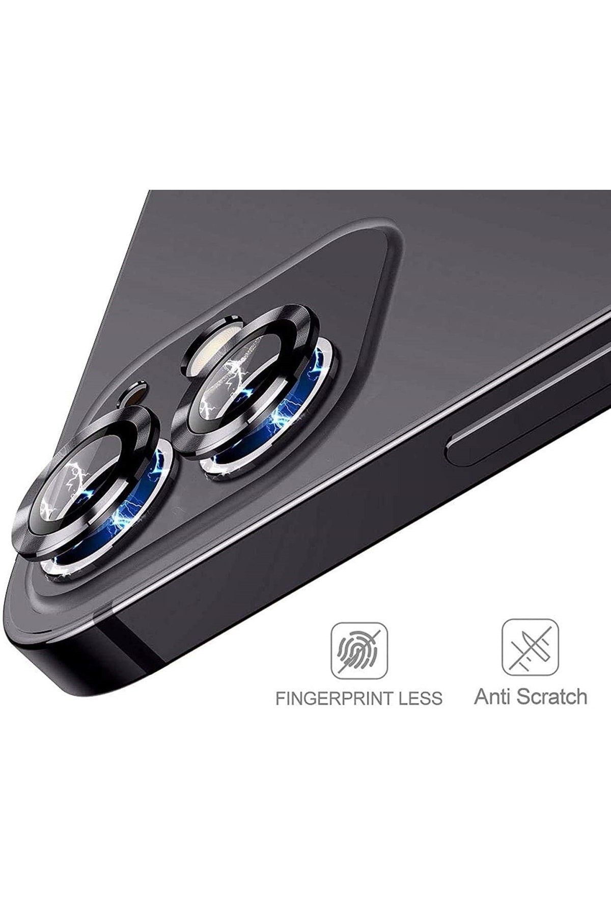 Iphone 12 Mini Metal Çerçeveli (siyah) Kamera Koruma Lensi