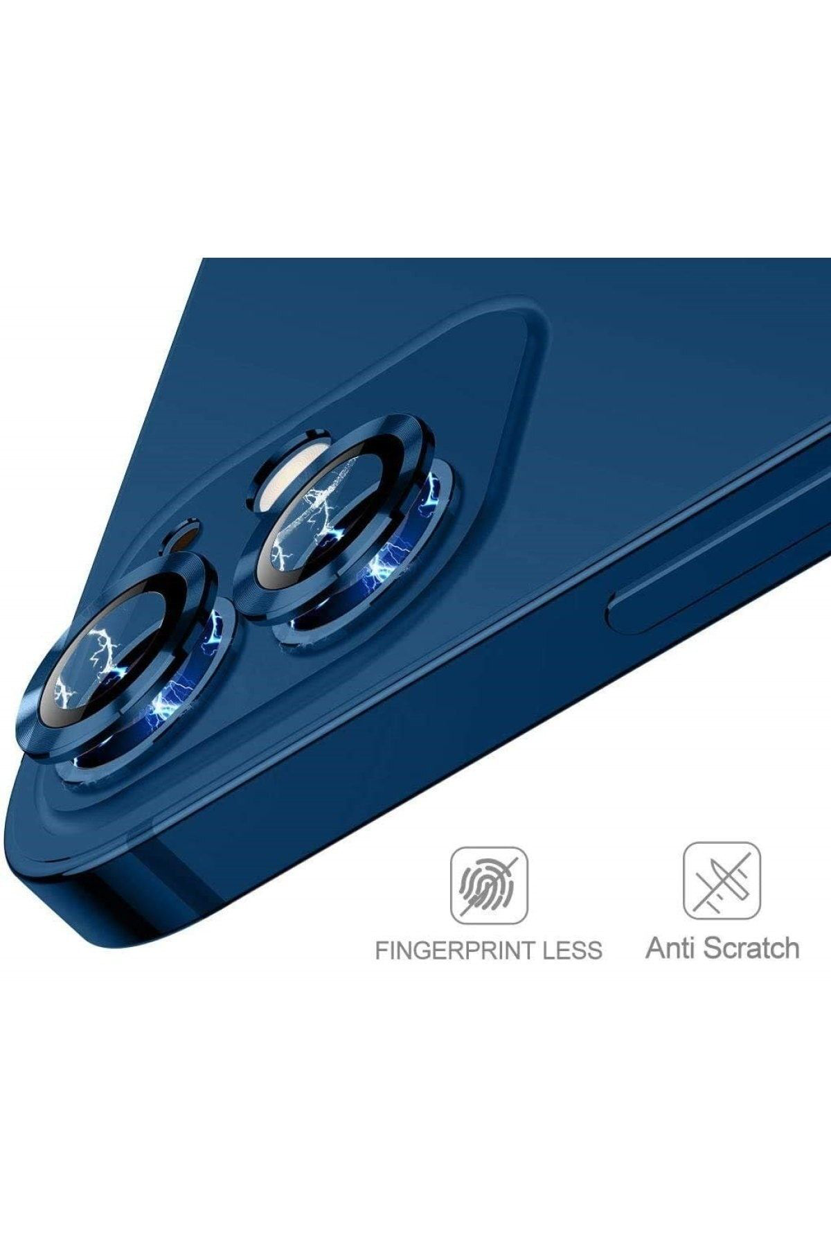 Iphone 12 Mini Metal Çerçeveli (lacivert) Kamera Koruma Lensi