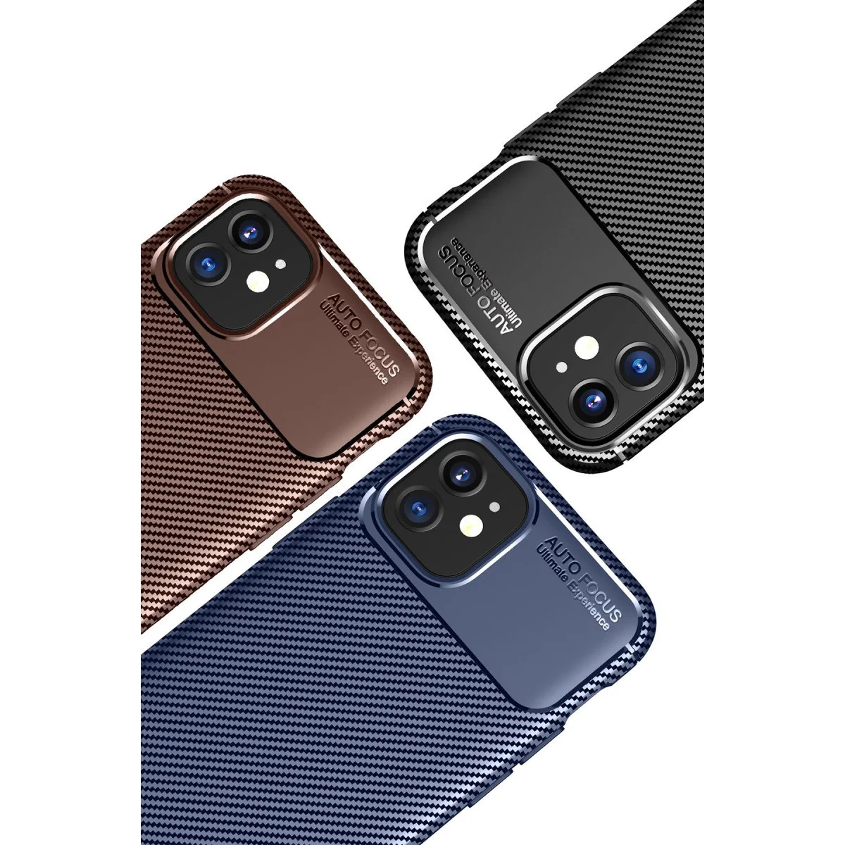 iPhone 12 Mini Auto Focus Karbon Fiber Kılıf - Kahverengi