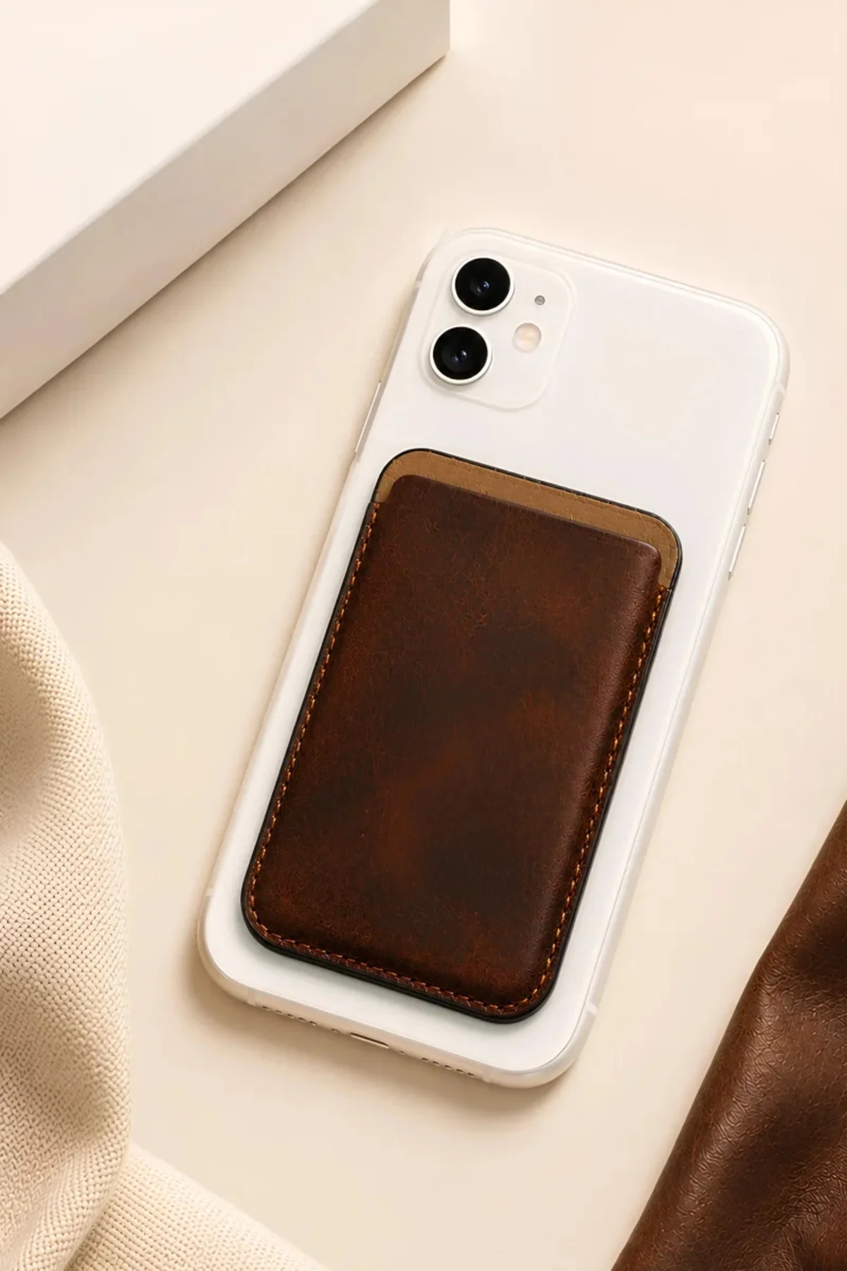 iPhone 12 Mini Heritage Hakiki Deri Cüzdan Magsafe Vintage Kahverengi