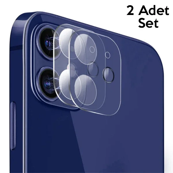 iPhone 12 Mini Kamera Cam Koruyucu Seti 2’li - Çizilmeye Karşı Full Tempered Glass