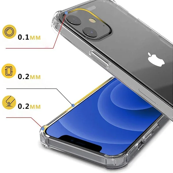 iPhone 12 Mini Kılıf 5.4" Anti-Drop Shockproof Şeffaf Silikon – Darbeye Dayanıklı Koruyucu