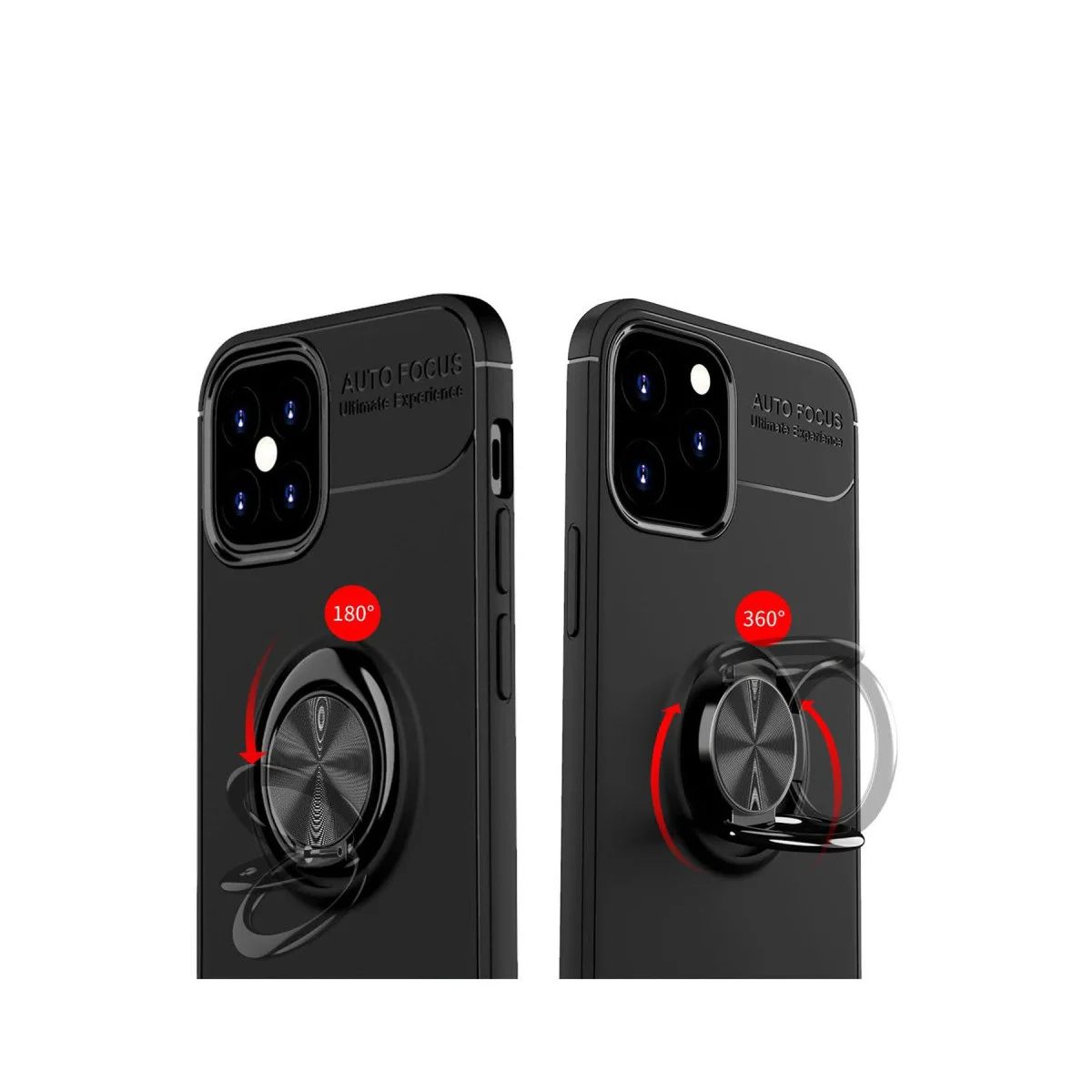 iPhone 12 Mini Kılıf - Range Yüzüklü Silikon Kırmızı, Masa Standı ve Mıknatıslı Tutucu Uyumlu
