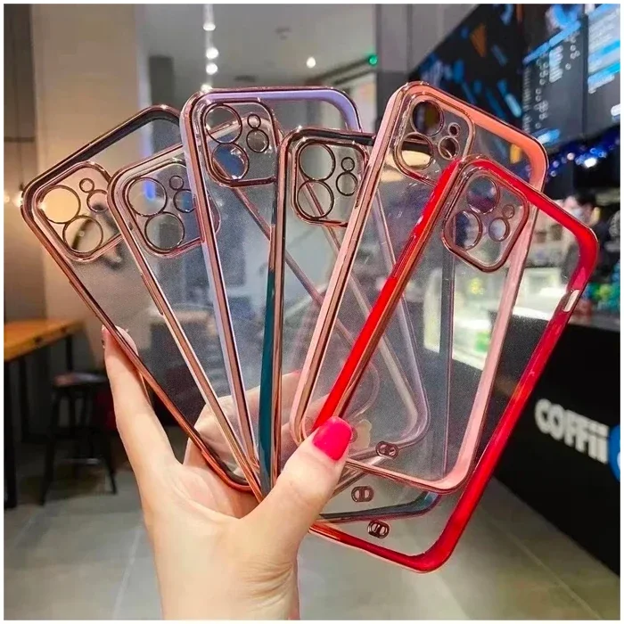 iPhone 12 Mini Kılıf Gold Çerçeve Kamera Korumalı Bumper – Sararma Yapmaz