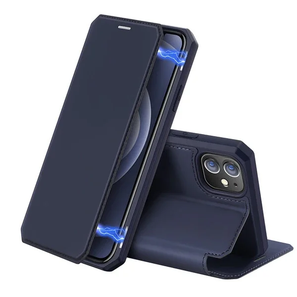 iPhone 12 Mini Manyetik Kapaklı Deri Kılıf - Kartlıklı Tam Koruma