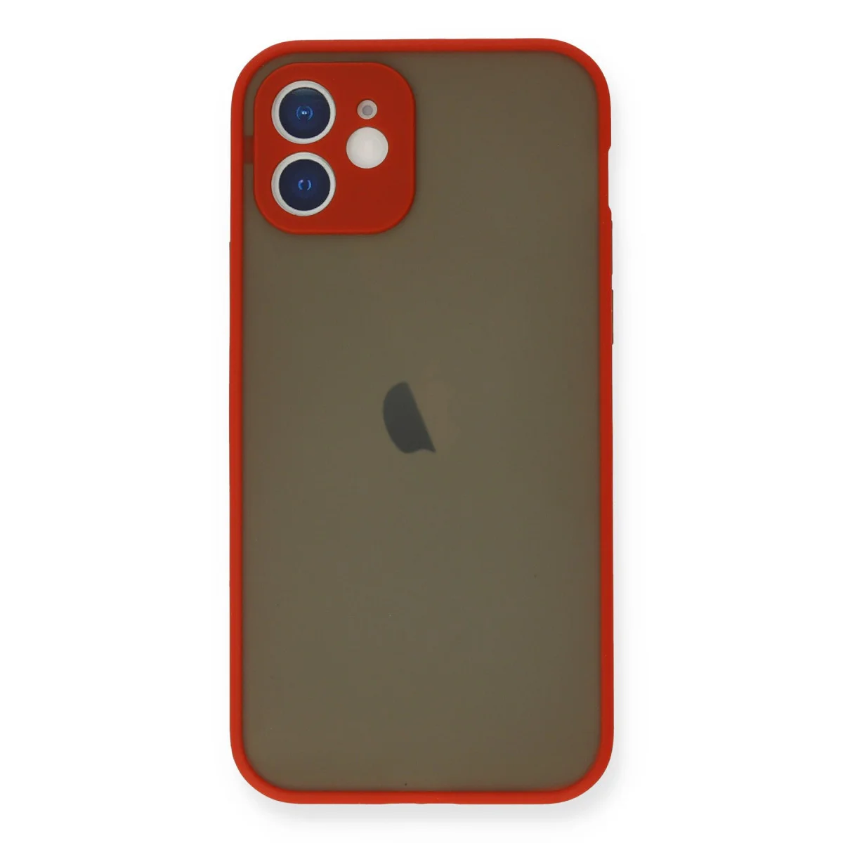 iPhone 12 Mini Montreal Kılıf - Kırmızı Silikon Kapak, Kamera Korumalı ve Darbe Emici