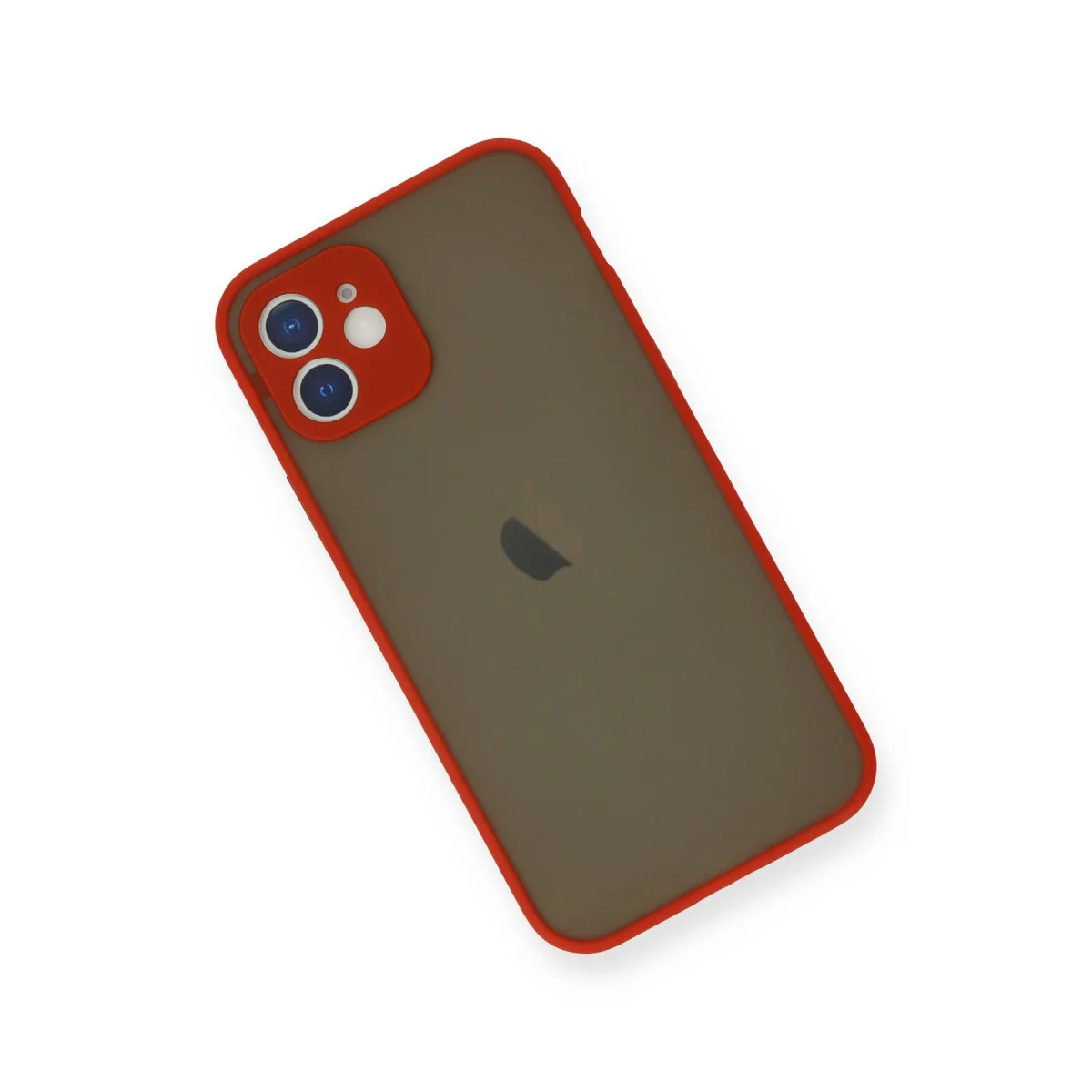 iPhone 12 Mini Montreal Kılıf - Kırmızı Silikon Kapak, Kamera Korumalı ve Darbe Emici