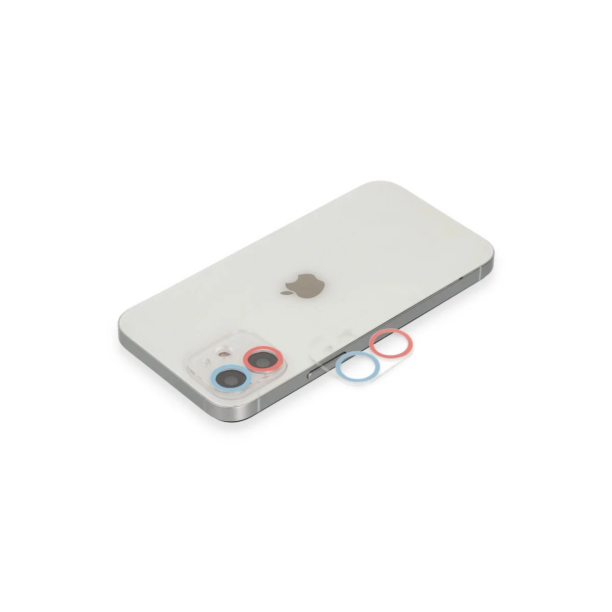 iPhone 12 Mini Renkli Kamera Lens Koruma Camı - Pembe-Mavi Estetik ve Güçlü Koruması