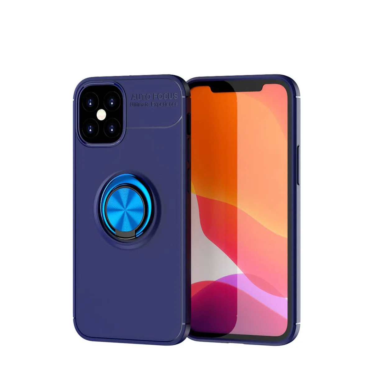 iPhone 12 Mini Silikon Kılıf Mavi - Range Ring 360° Dönebilir ve Standlı Koruyucu
