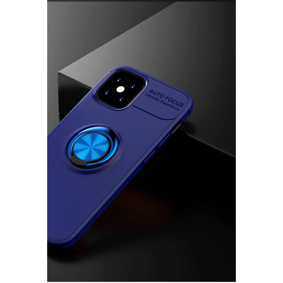 iPhone 12 Mini Silikon Kılıf Mavi - Range Ring 360° Dönebilir ve Standlı Koruyucu