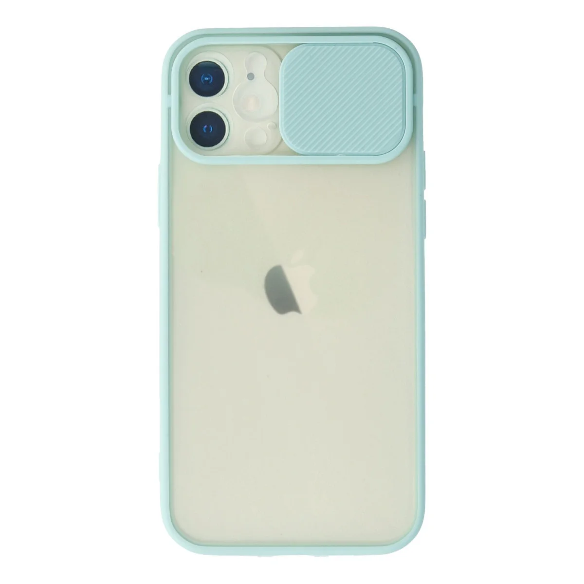 iPhone 12 Palm Buzlu Kamera Sürgülü Silikon Kılıf - Turkuaz