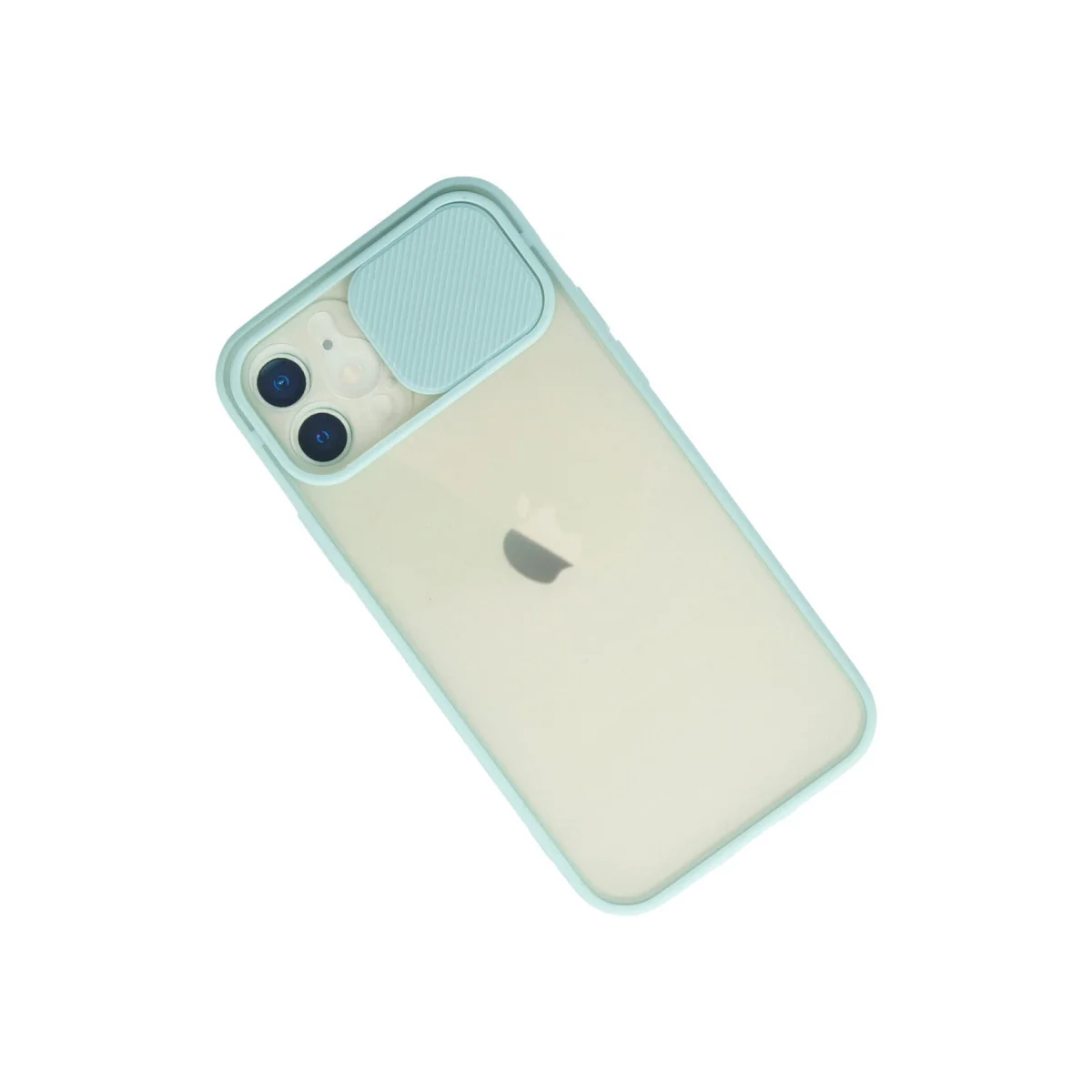 iPhone 12 Palm Buzlu Kamera Sürgülü Silikon Kılıf - Turkuaz