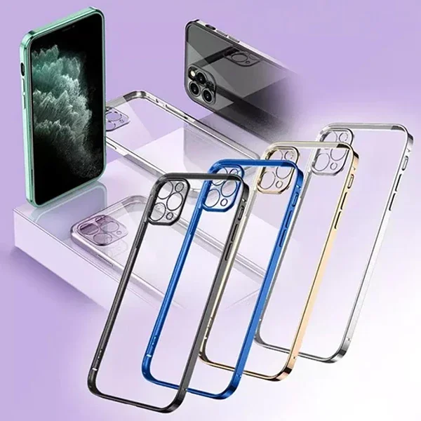 iPhone 12 Pro 6.1 Metal Görünümlü Darbeye Dayanıklı Silikon Kılıf - Şok Absorbe