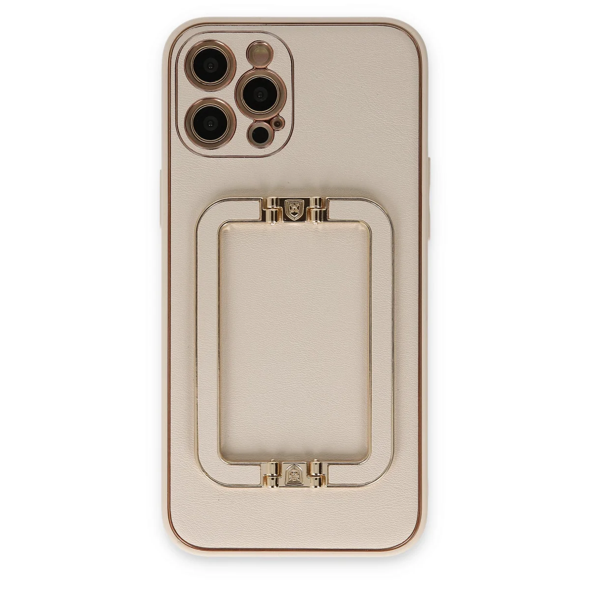 iPhone 12 Pro Coco Elit Kılıf - Deri Görünümlü Gold Kapak