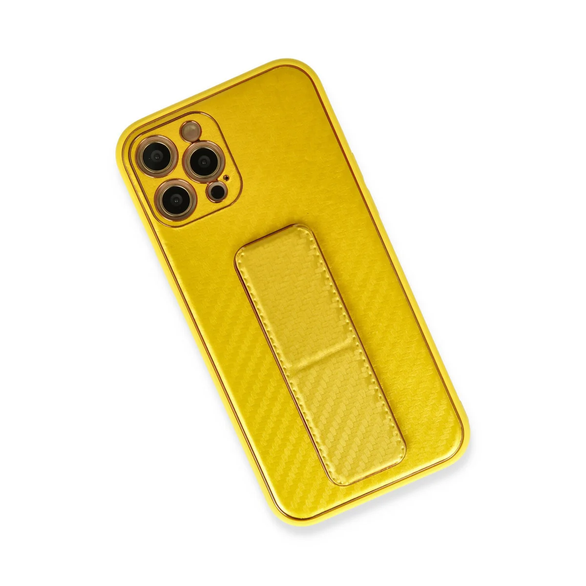 iPhone 12 Pro Coco Karbon Standlı Kılıf - Sarı