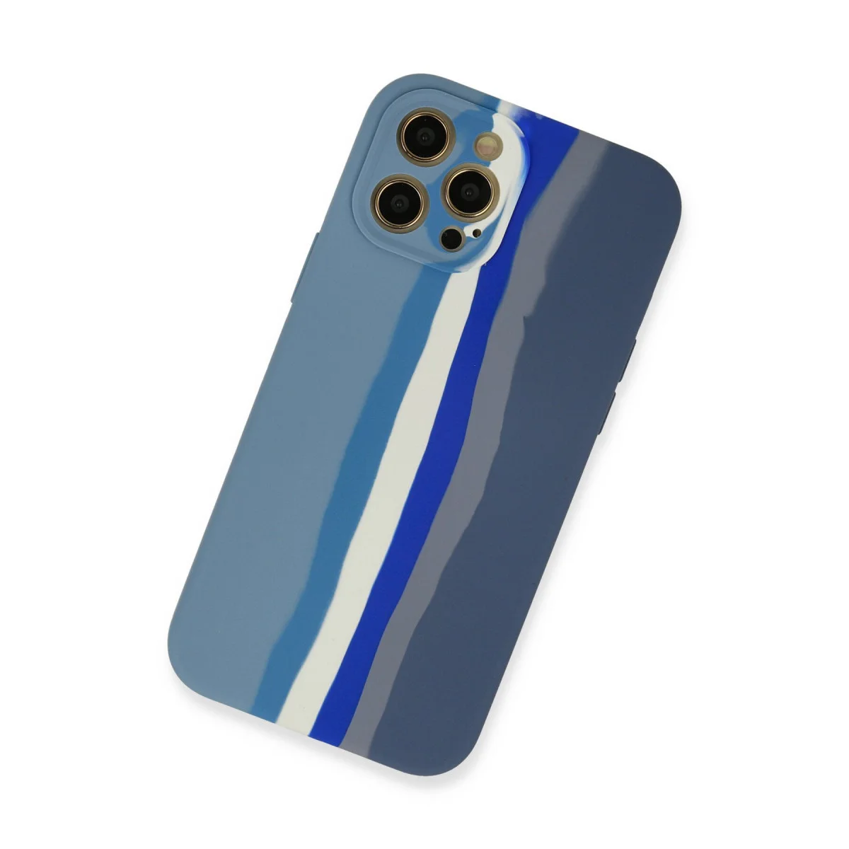 iPhone 12 Pro Ebru Lansman Silikon Kılıf - Mavi Gri