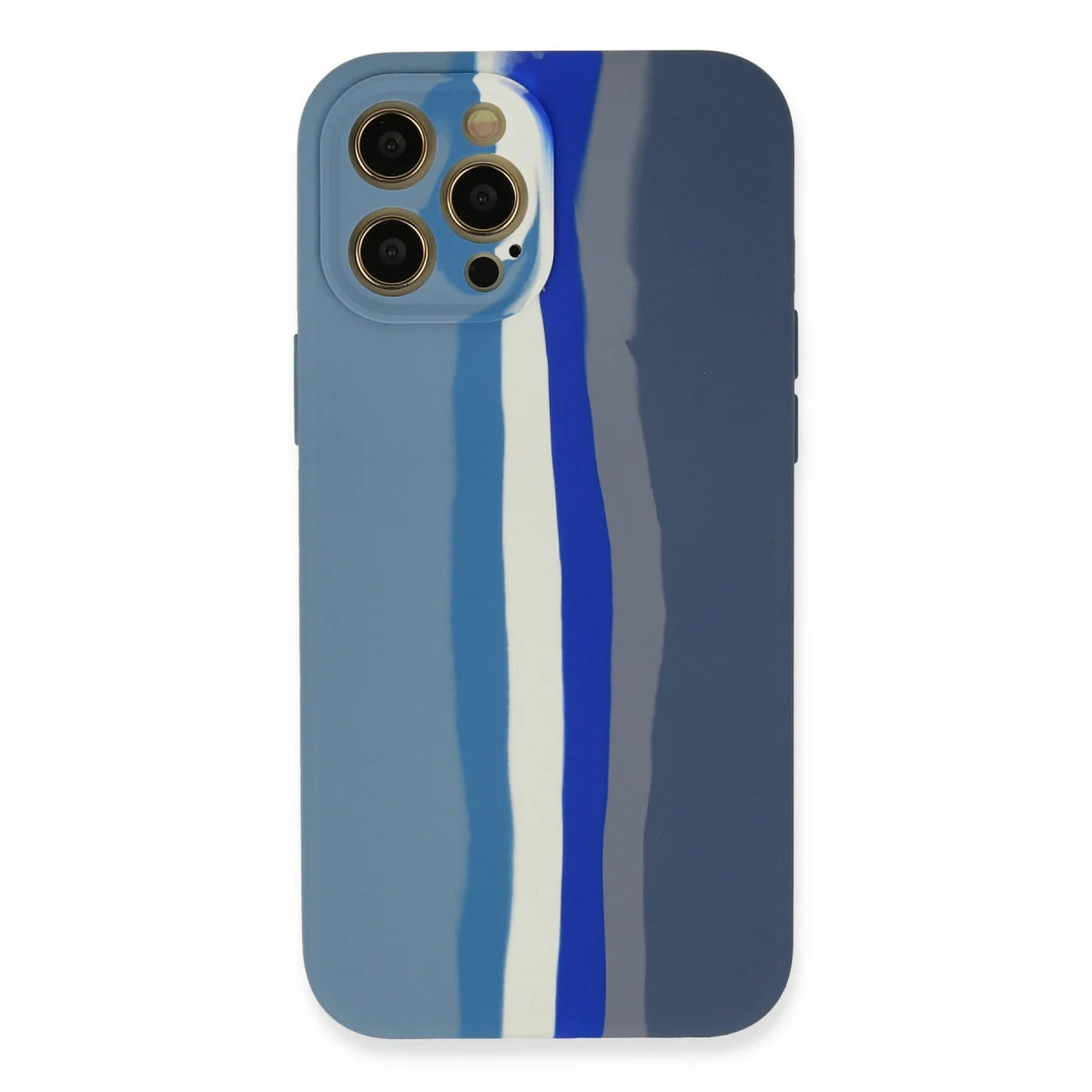 iPhone 12 Pro Ebru Lansman Silikon Kılıf - Mavi Gri