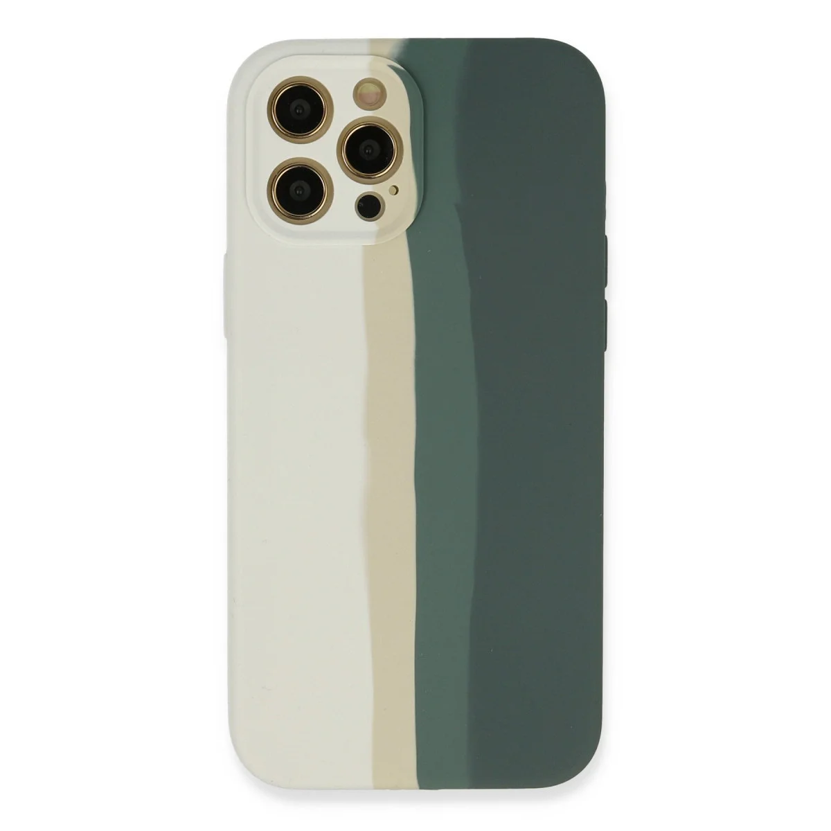 iPhone 12 Pro Ebruli Lansman Silikon Kılıf - Beyaz-Gri