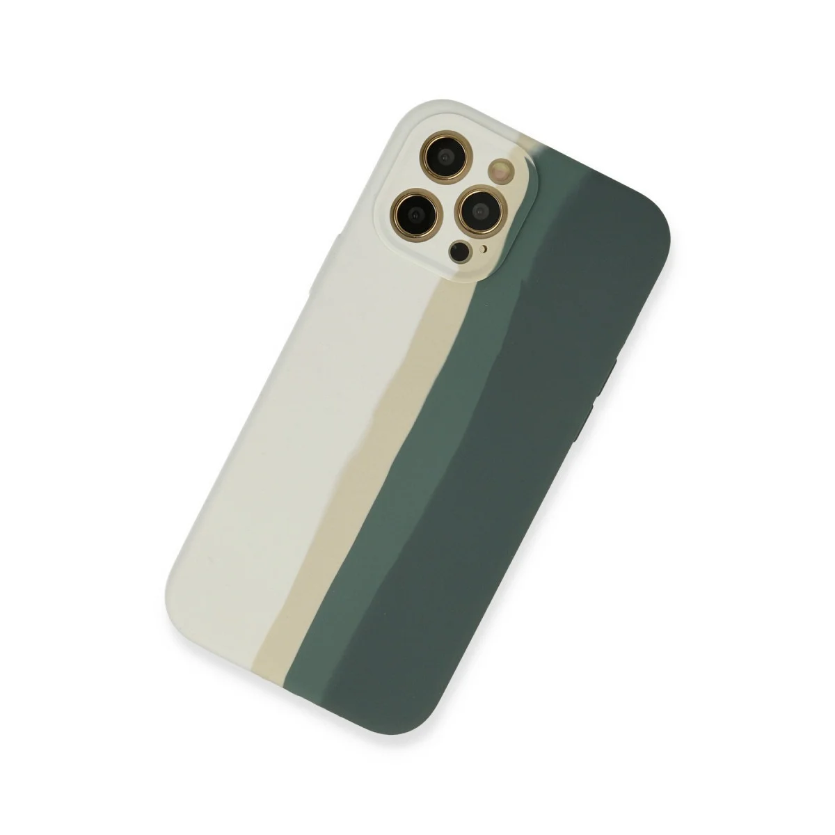 iPhone 12 Pro Ebruli Lansman Silikon Kılıf - Beyaz-Gri