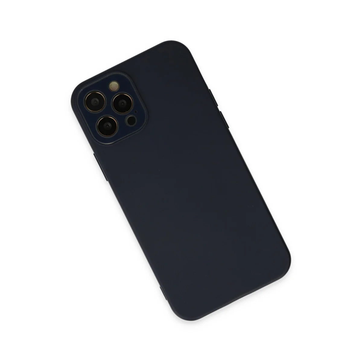 iPhone 12 Pro Glass Silikon Kılıf - Navy Blue - Mükemmel Dokunmatik Koruma
