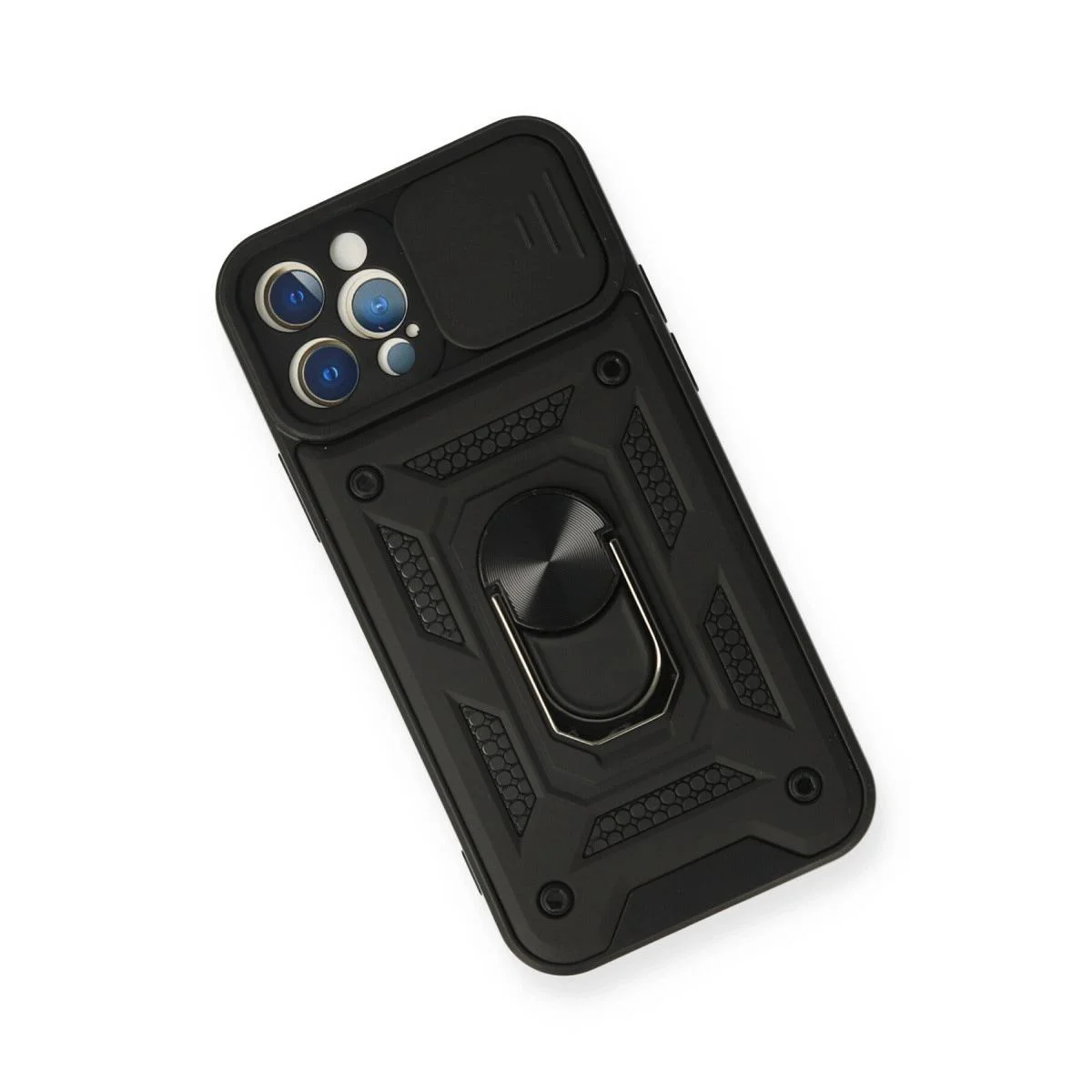 iPhone 12 Pro ile Uyumlu Pars Lens Yüzüklü Silikon Kılıf - Siyah iPhone 12 Pro ile Uyumlu Pars Lens Yüzüklü Silikon Kılıf - Siyah