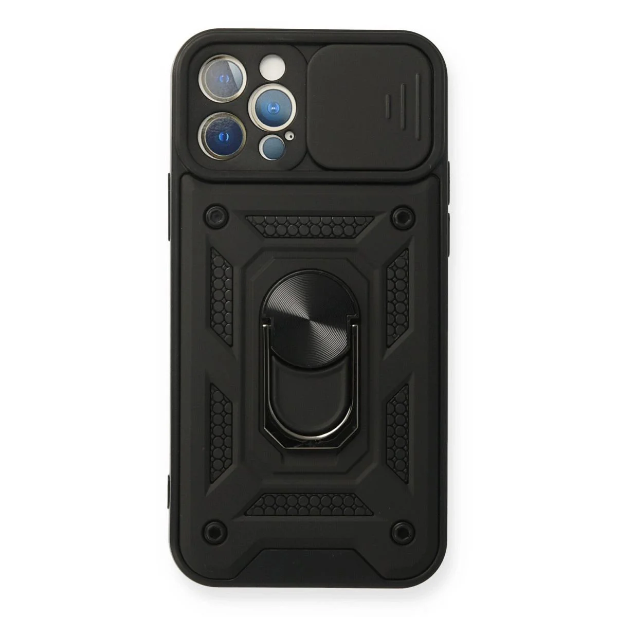 iPhone 12 Pro ile Uyumlu Pars Lens Yüzüklü Silikon Kılıf - Siyah iPhone 12 Pro ile Uyumlu Pars Lens Yüzüklü Silikon Kılıf - Siyah