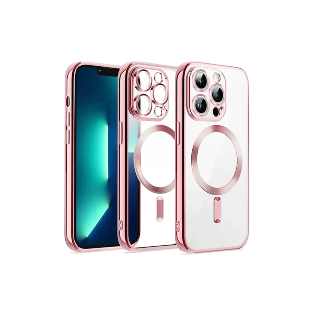iPhone 12 Pro Kılıf Rose Kross Magneticsafe - Şeffaf ve Güçlü Manyetik Kapak