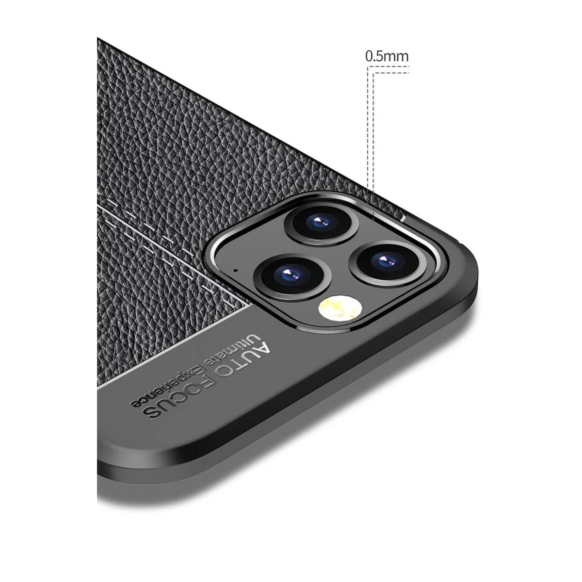 iPhone 12 Pro Kılıf Auto Focus - Kırmızı Deri Dokulu TPU Silikon Koruma