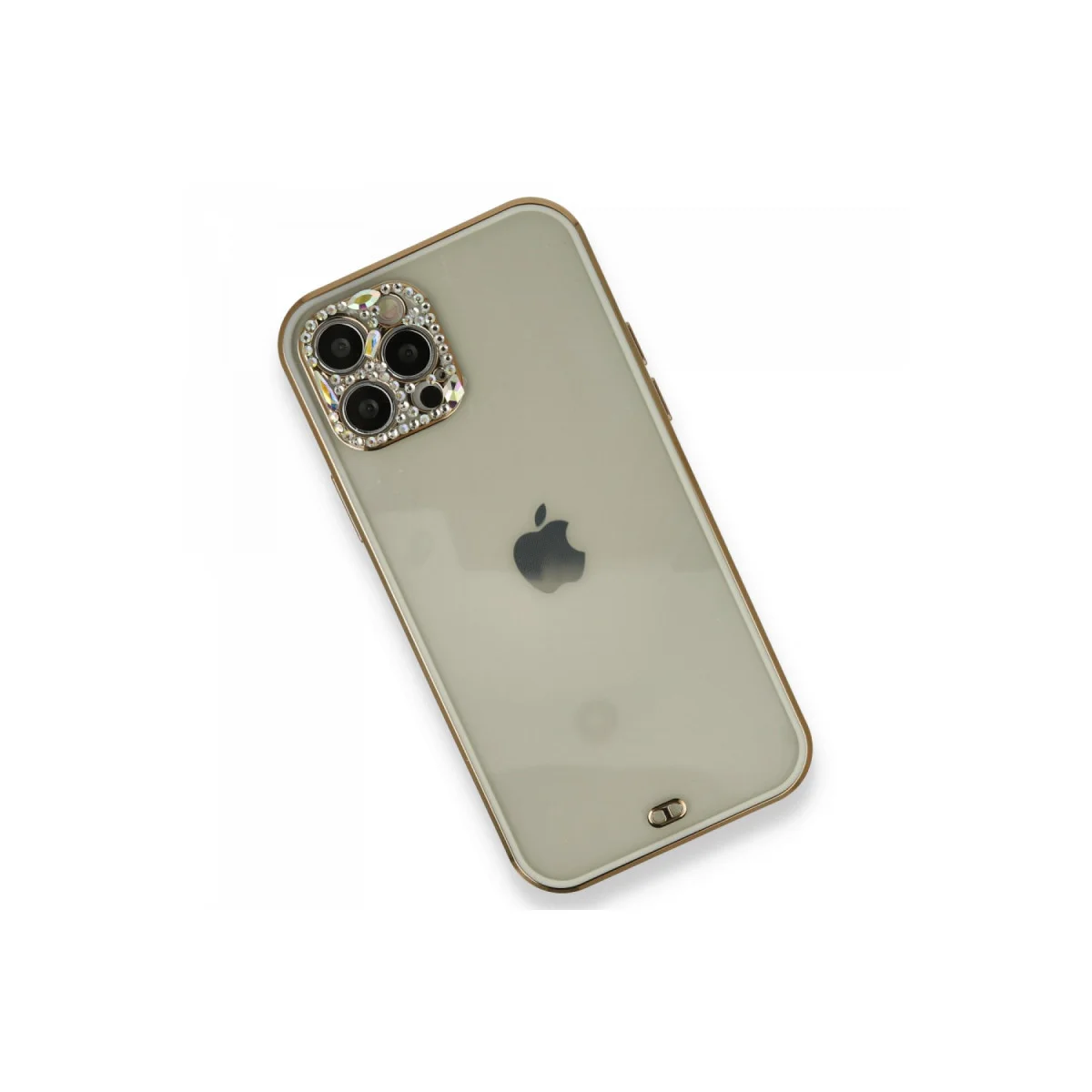 iPhone 12 Pro Kılıf Liva Taşlı Silikon - Beyaz, Elden Kaymaz ve Korumalı
