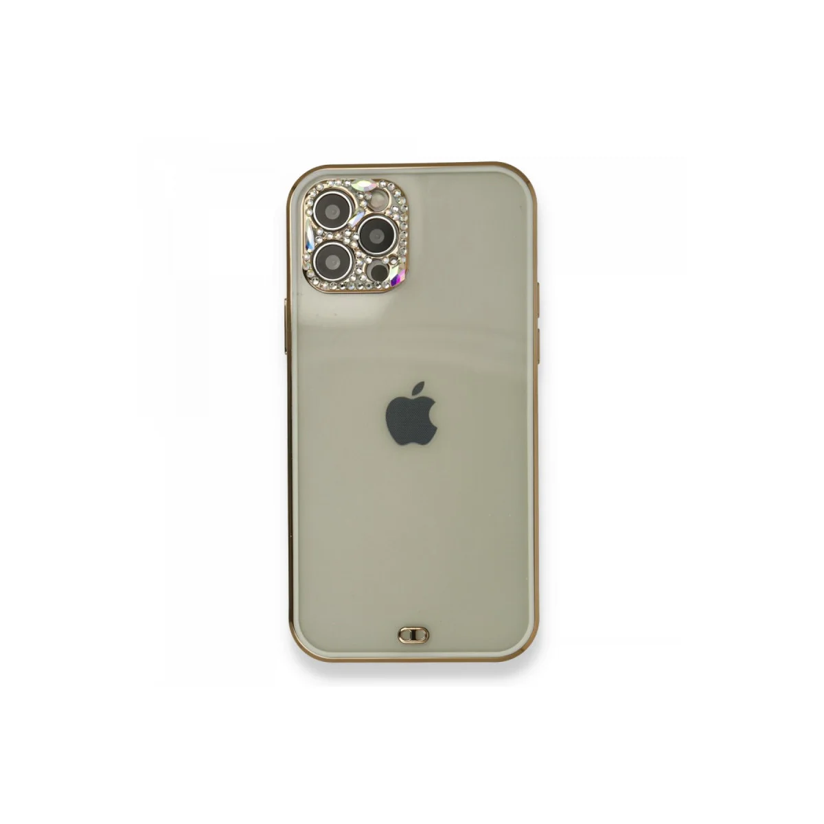 iPhone 12 Pro Kılıf Liva Taşlı Silikon - Beyaz, Elden Kaymaz ve Korumalı