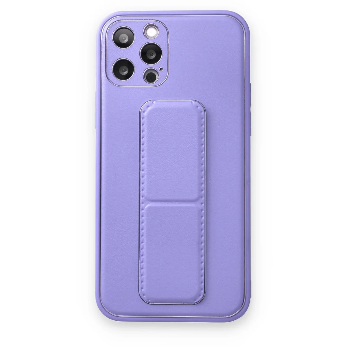 iPhone 12 Pro Kılıf Coco Deri Standlı Kapak - Koyu Lila