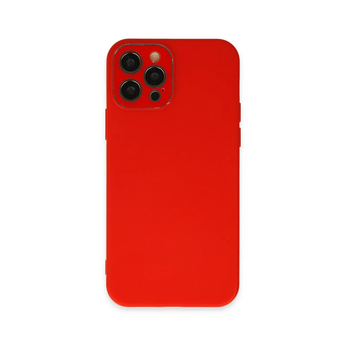 iPhone 12 Pro Lansman Glass Kılıf - Kırmızı TPU Silikon Yumuşak Kapak