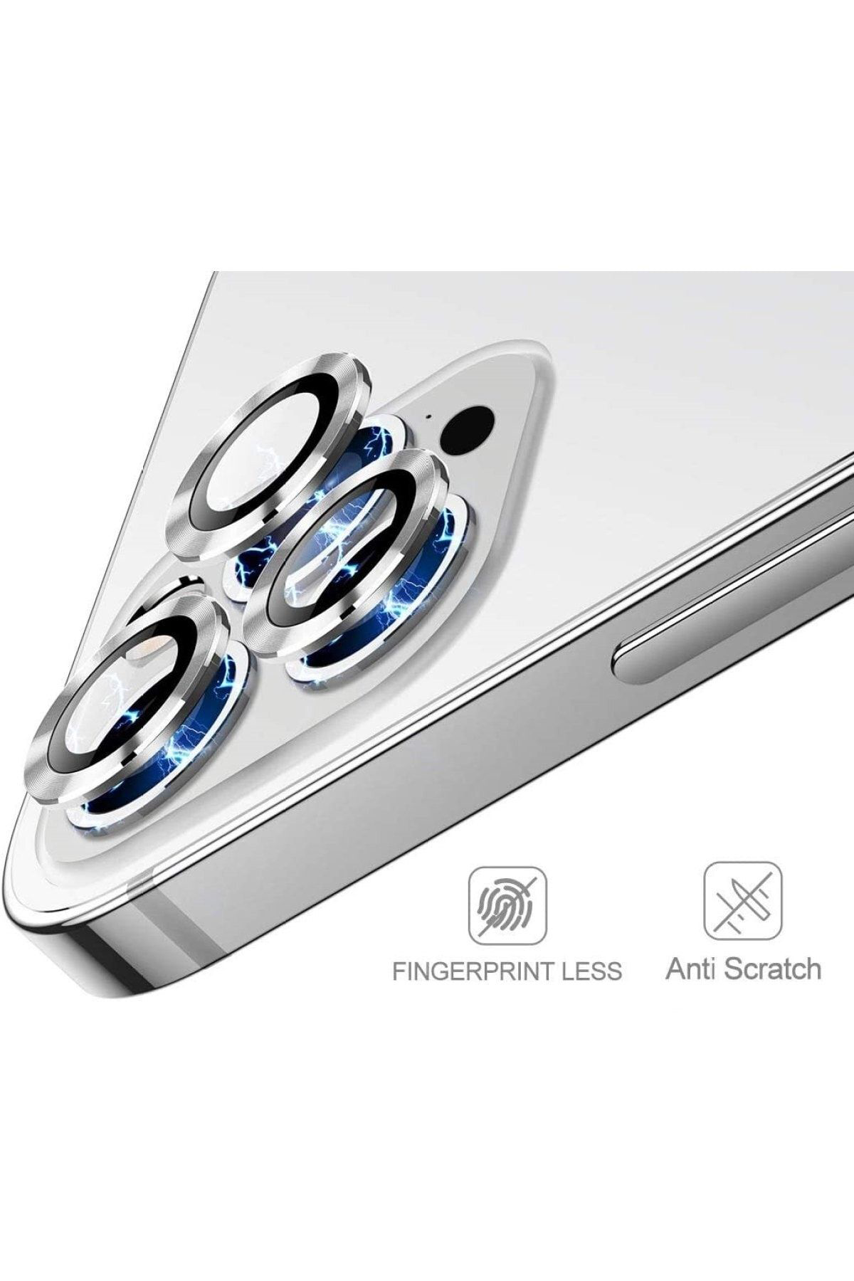 Iphone 12 Pro Max Metal Çerçeveli (beyaz) Kamera Koruma Lensi