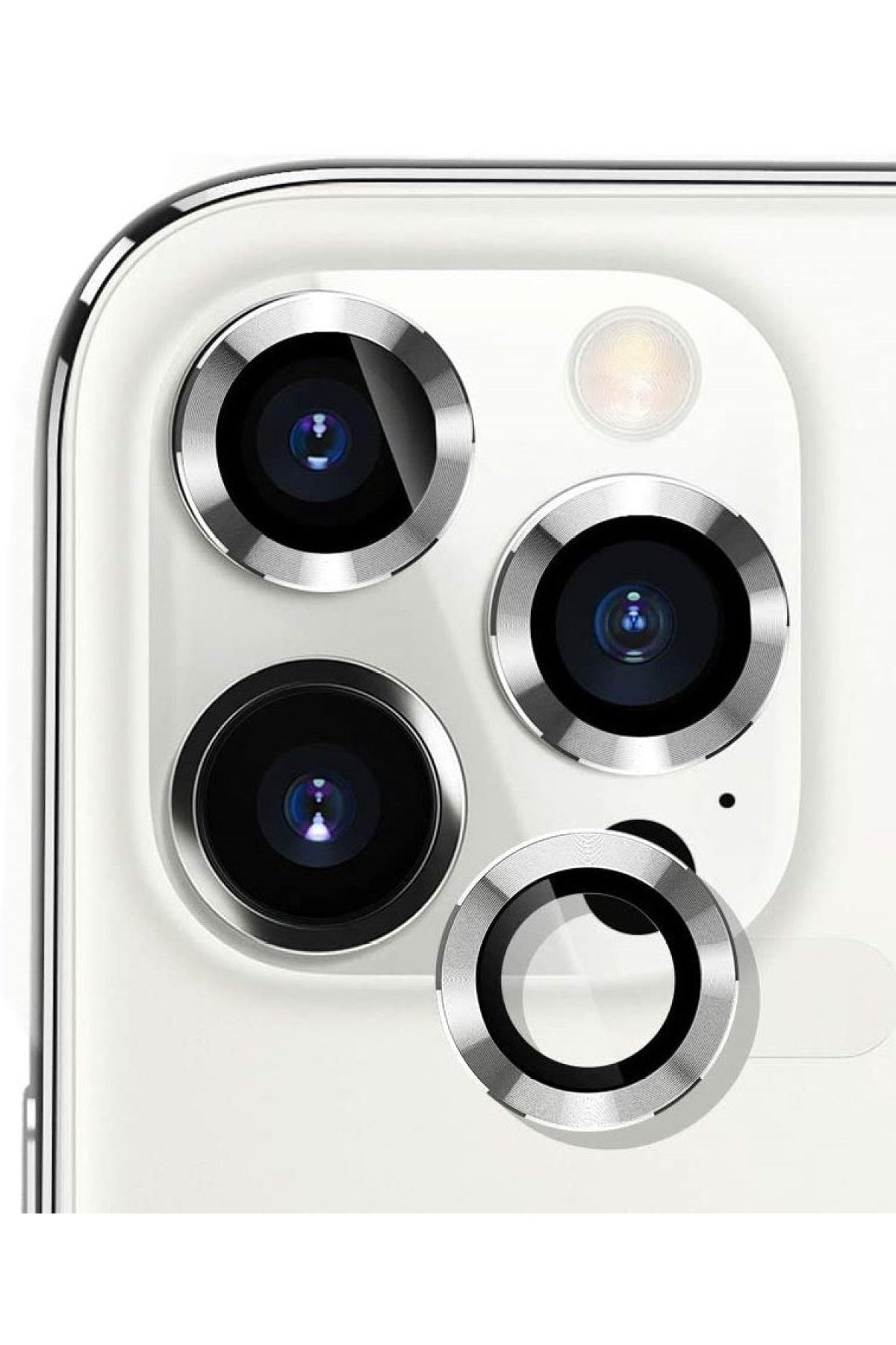 Iphone 12 Pro Max Metal Çerçeveli (beyaz) Kamera Koruma Lensi