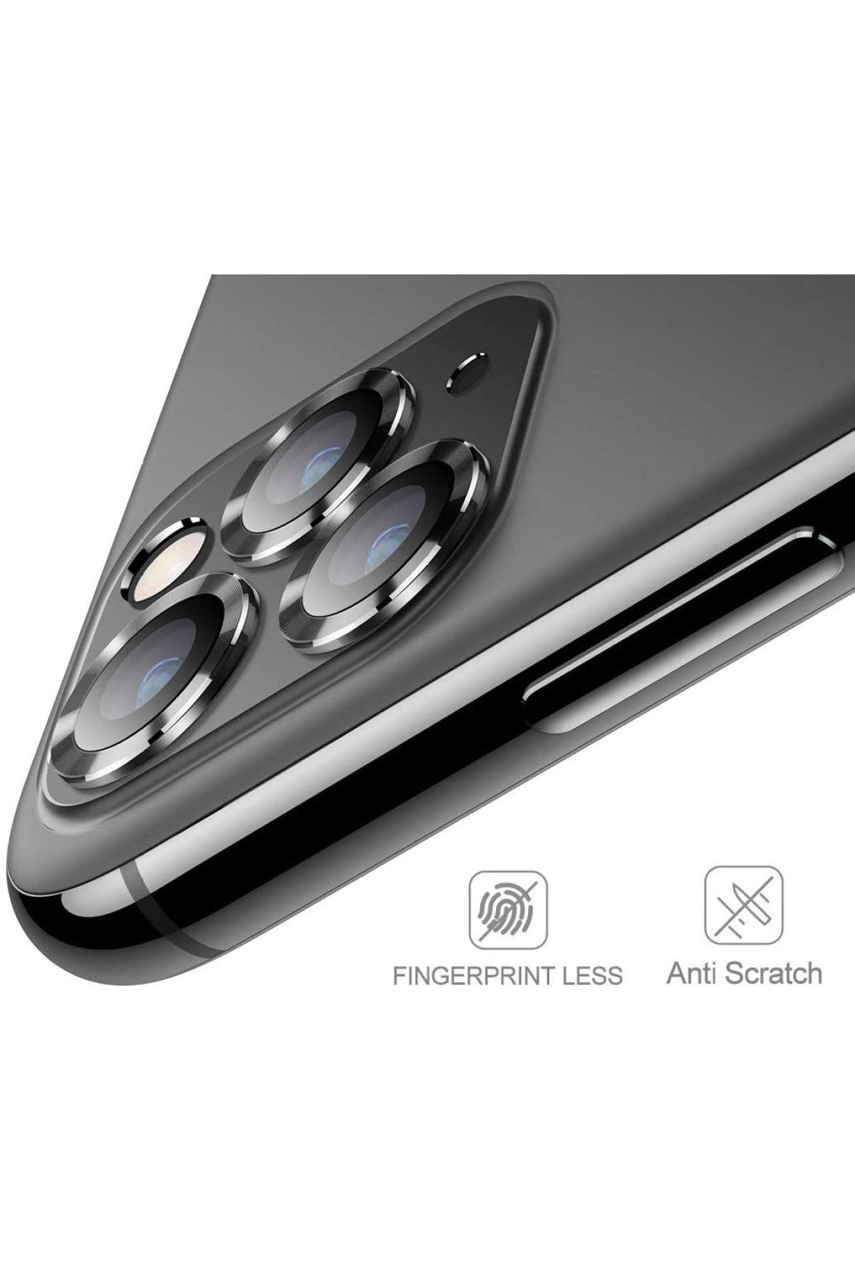 Iphone 12 Pro Metal Çerçeveli (siyah ) Kamera Koruma Lensi