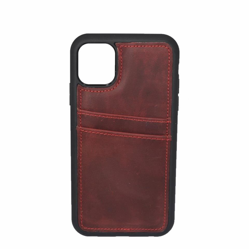 iPhone 12 Pro Max Hakiki Deri Kapak Back Cover Kartlıklı Telefon 