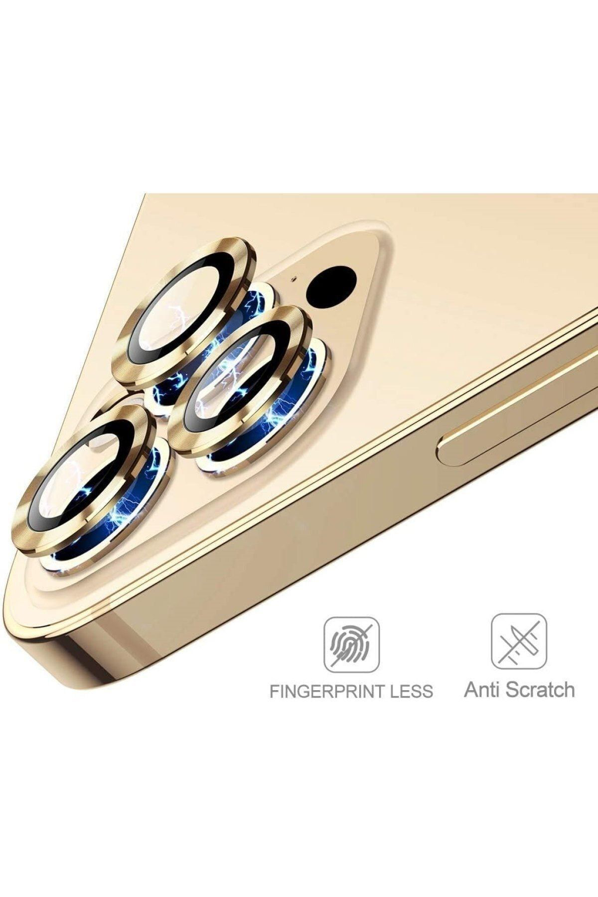 Iphone 12 Pro Max Metal Çerçeveli (gold) Kamera Koruma Lensi