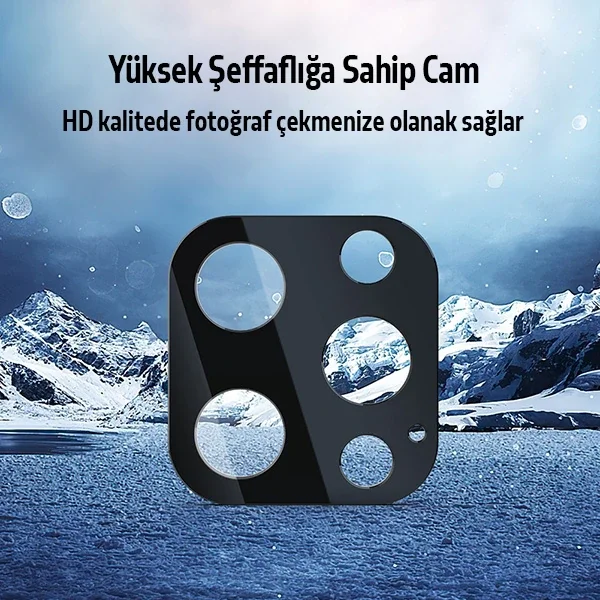 iPhone 12 Pro Max 2in1 Full Glue 9H Kırılmaz Cam Ekran & Kamera Lens Koruyucu Seti - Darbeye Dayanıklı