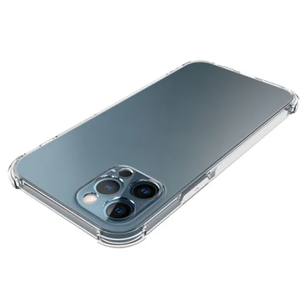 iPhone 12 Pro Max 6.7 Anti-Drop Silikon Kılıf Kamera Korumalı Şeffaf - Darbeye Dayanıklı Şeffaf Silikon