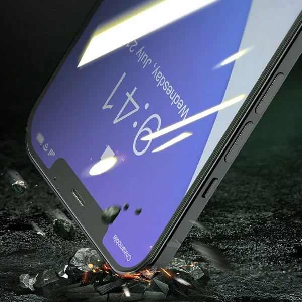 iPhone 12 Pro Max 6.7" 0.30 mm Mavi Işık Önleyici 2’li Tam Kaplama Kırılmaz Cam Ekran Koruyucu