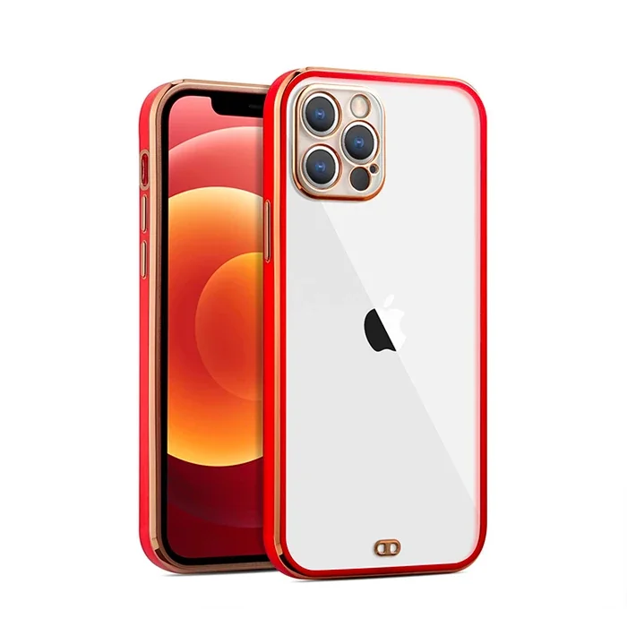 iPhone 12 Pro Max 6.7" Gold Çerçeveli Kamera Korumalı Bumper Kılıf – Sararma Yapmaz