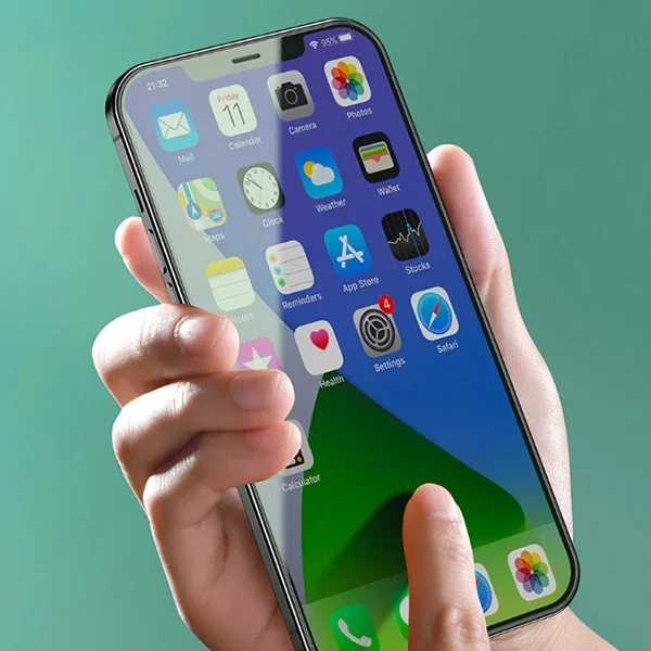 iPhone 12 Pro Max 6.7" 0.30 mm Mavi Işık Önleyici 2’li Tam Kaplama Kırılmaz Cam Ekran Koruyucu