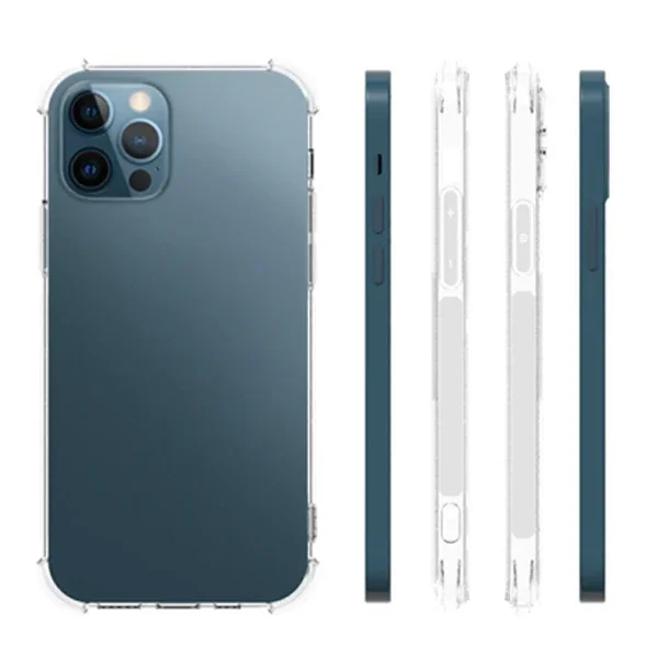 iPhone 12 Pro Max 6.7 Anti-Drop Silikon Kılıf Kamera Korumalı Şeffaf - Darbeye Dayanıklı Şeffaf Silikon