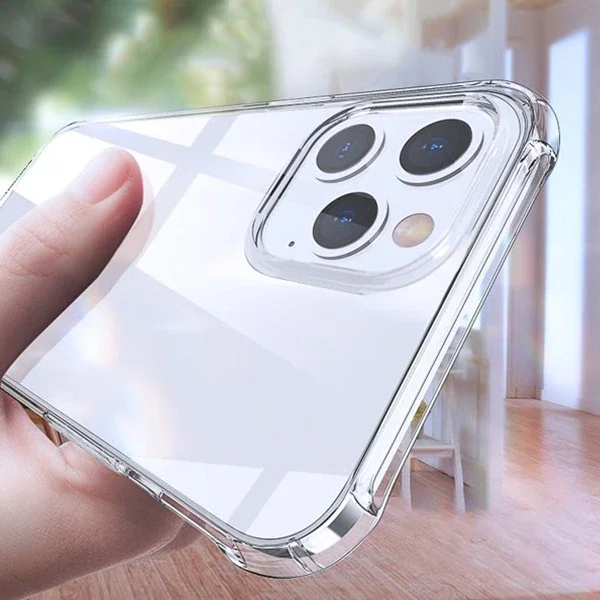 iPhone 12 Pro Max 6.7 Anti-Drop Silikon Kılıf - Şeffaf Darbe Emici Koruyucu