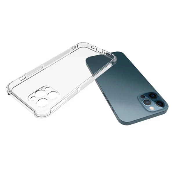 iPhone 12 Pro Max 6.7 Anti-Drop Silikon Kılıf Kamera Korumalı Şeffaf - Darbeye Dayanıklı Şeffaf Silikon