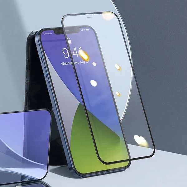 iPhone 12 Pro Max 6.7" 0.3 mm 3D Tam Kaplayan Mavi Işık Önleyici Kırılmaz Cam Ekran Koruyucu 2’li Set