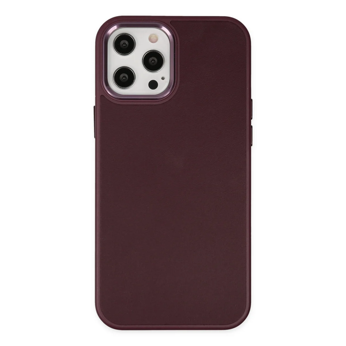 iPhone 12 Pro Max Asya Deri Silikon Kılıf - Mürdüm (Premium Koruma)