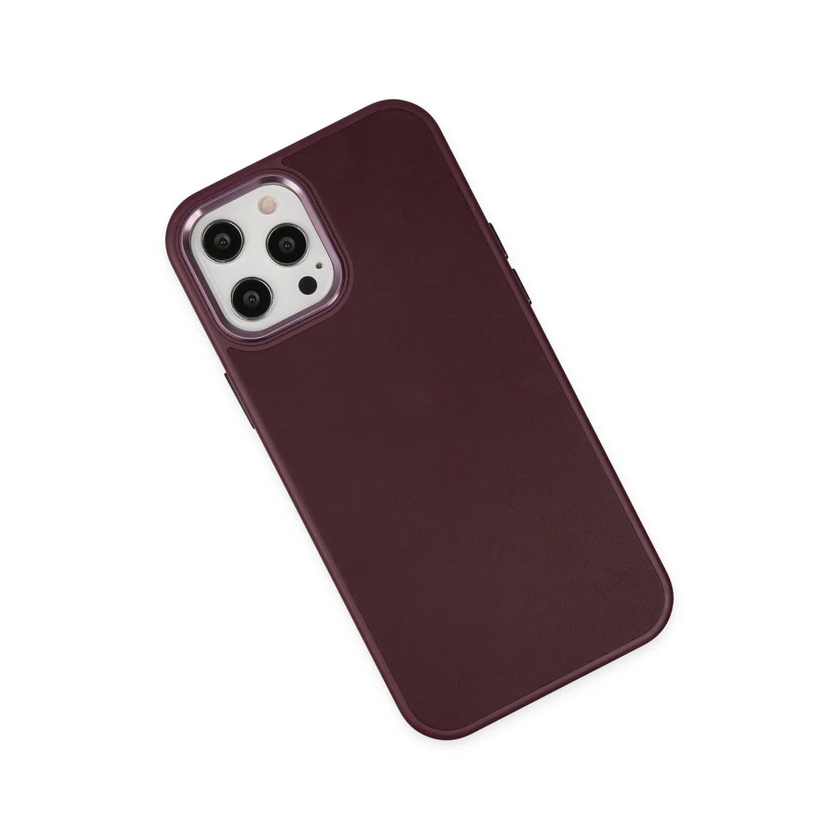 iPhone 12 Pro Max Asya Deri Silikon Kılıf - Mürdüm (Premium Koruma)